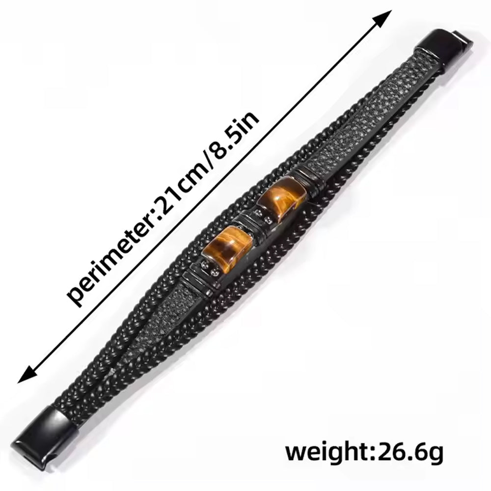 Handmade braided leather bracelet.