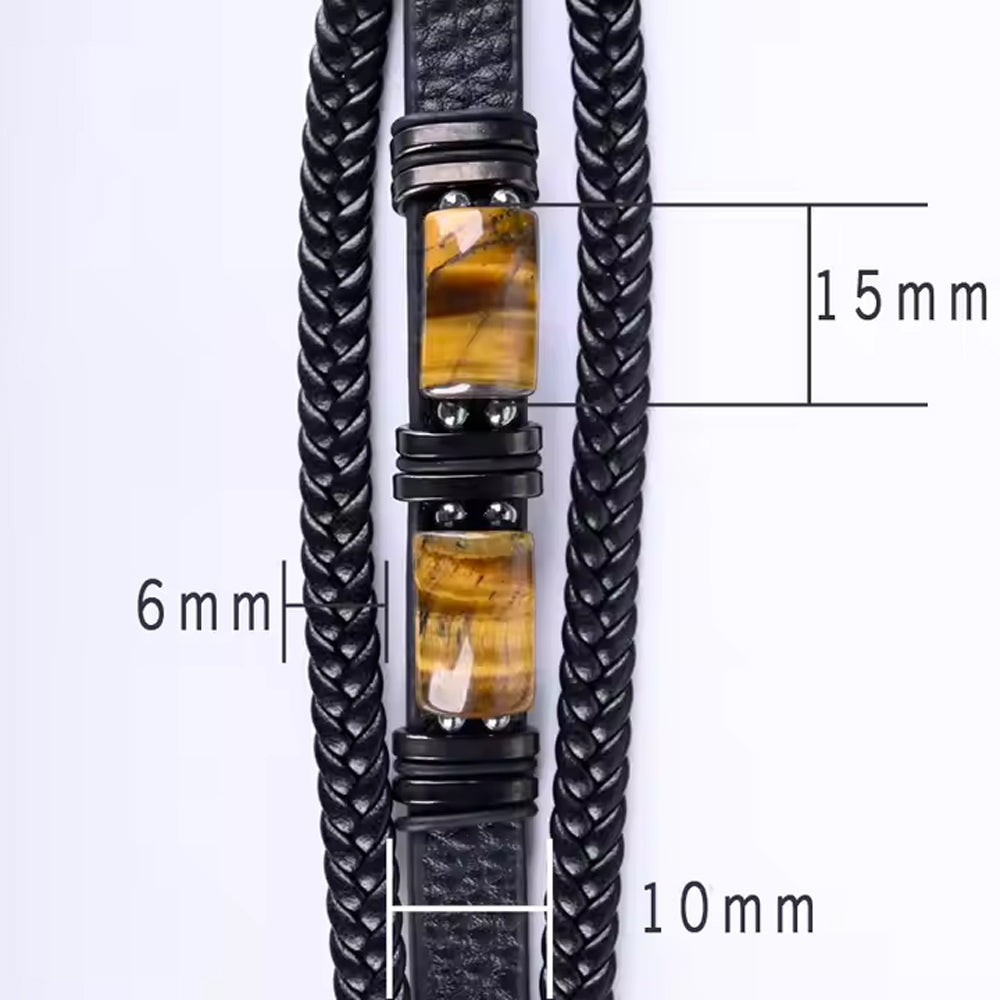 Handmade braided leather bracelet.