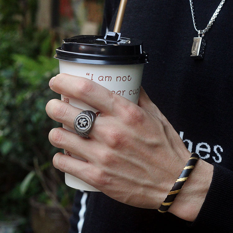 Retro-style titanium steel couple rings