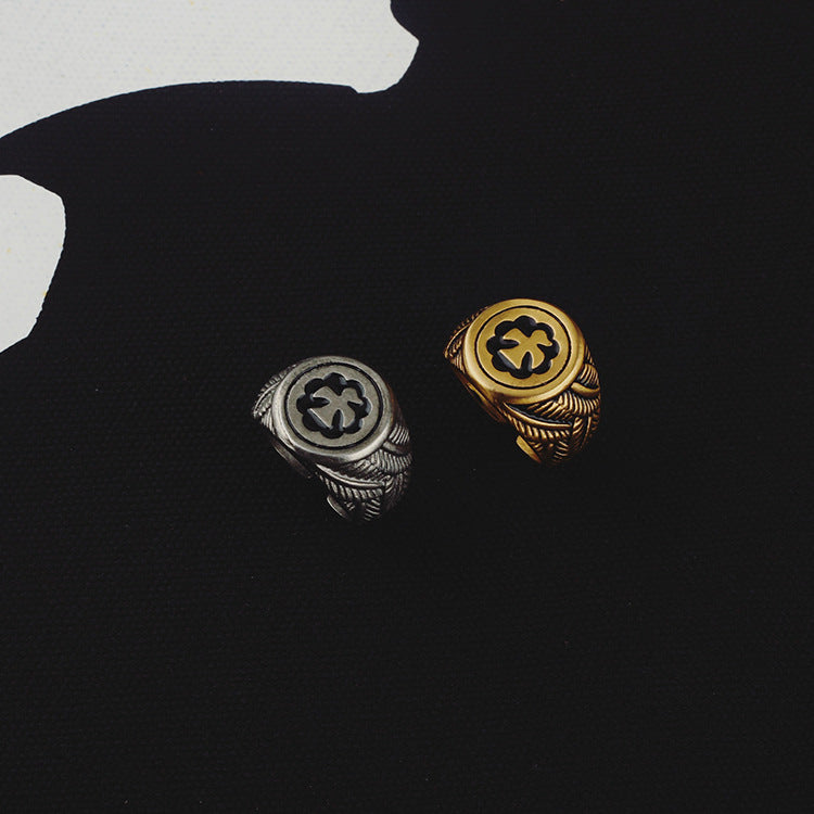 Retro-style titanium steel couple rings