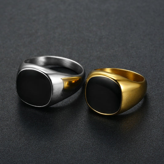 Coolx - Black  Square  Mens Ring