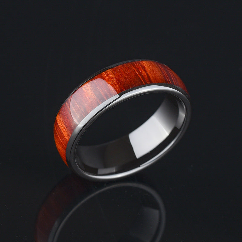 Stainless Steel Inlaid Wood Grain Ring