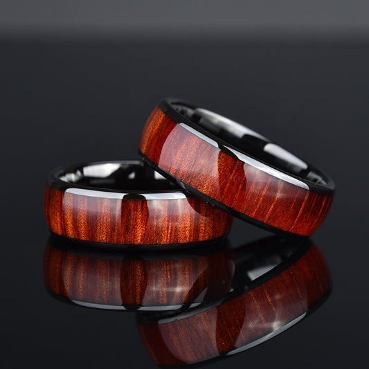 Stainless Steel Inlaid Wood Grain Ring