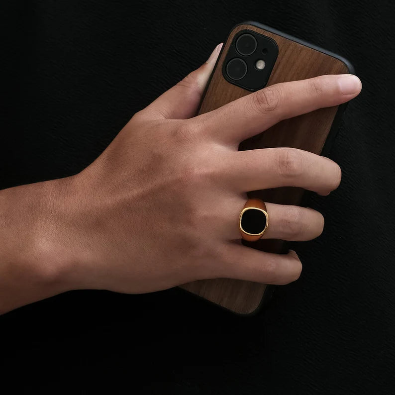 Coolx - Black  Square  Mens Ring