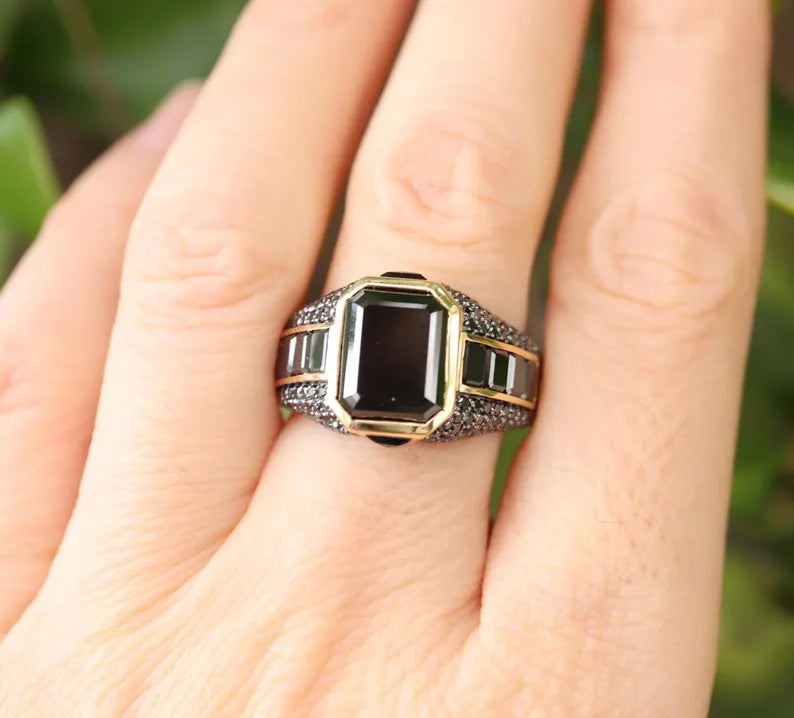 Men's Simple Alloy Inlaid Zircon Ring